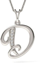  Ezüst ' D' Medál Nyaklánc - 14K Aranyozott - Cirkon Kövekkel