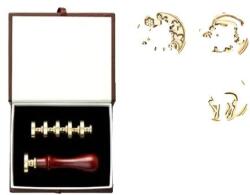 Viaszbélyegzőkészlet, retro dizájn, barkács tömítő kézműves készlet, 6Seals ajándékdoboz set3