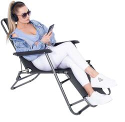 SPRINGOS kerti Napozószék, összecsukható, 120kg - Sötétszürke (GC0013)