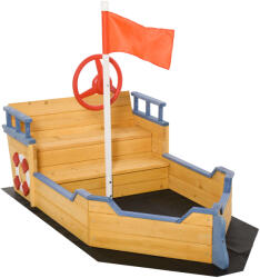 Outsunny Sandbox, Outsunny, Kalózhajó Modell, 158x78x45, 5 cm, Tárolórekesz, Fa, Többszínű