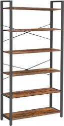 VASAGLE - 6 Polcos Könyvespolc - Ipari Stílus - 80x30x186 cm (LLS082B01)