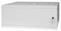 Stalflex RC19-4U-450MG 19" 4U 450 mm mély lapraszerelt szürke fém ajtós fali rack szekrény - pepita