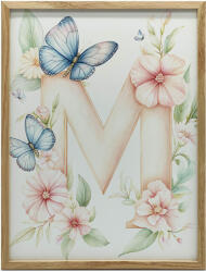  FALI PLAKÁT KERETBEN, FEKETE M BETŰ VIRÁGOK 70x100 CM