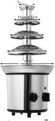 Csokoládé szökőkút gép, 4-Tier Design, 1, 8L kapacitás, Ezüst