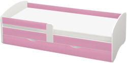 TEMPO KONDELA Ágy ráccsal és tárolóhellyel 90x200, Fehér/rózsaszín, COCOLINO - pepita