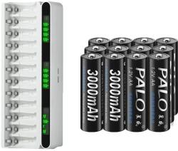 Palo Akkumulátortöltő, LCD kijelző, gyors töltés, 12AA 1 töltő