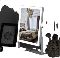  Megvilágított sminktükör, 170 LED -es lámpák, 360 ° Forgatás, FEHÉR