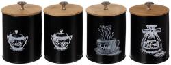 Ruhhy 24578 Kávé, tea, cukor, só tároló edény szett, fekete, 4 db (24578)