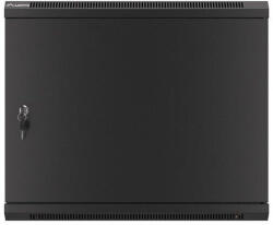 Lanberg WF01-6409-00B 19" 9U SZÉL: 600mm MÉLY: 450mm MAG: 512mm lapraszerelt fémajtós fekete fali rack szekrény