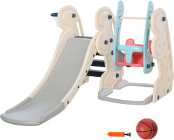 Homcom Csúsztatható kosárlabda karika és hinta, 220 x 160 x 120 cm, többszínű