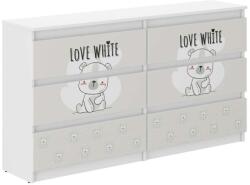 Ifjúsági 6 fiókos Komód 140cm - Maci - fehér