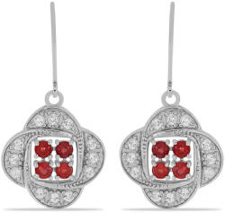  Ezüst Fülbevaló Madagaszkári Rubinnal és Fehér Topázzal, Y56864
