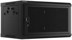 Lanberg Fali szekrény 19 inch 6U 600x450 perforált ajtó (lapos csomag) fekete (WF01-6406-23B)