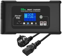  35A SMART autó akkumulátor töltő, kettős feszültség (12 V/24 V), intelligens LCD kijelző, EU-dugó