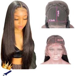  Csipke elülső paróka, HD átlátszó csipke, brazil csont egyenes, 4x4 paróka, 28 hüvelyk, 180%