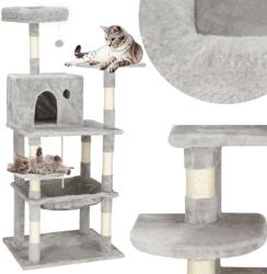 Springos többbszintes macska Szórakoztató központ és Kaparófa 145cm - Szürke (PA1049)