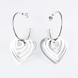  VEF313 - Háromszoros Szív Ezüst Fülbevaló - 35 mm