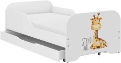 Wooden Toys Pătuț pentru copii MIKI 160x80cm cu saltea și spațiu de depozitare pentru lenjerie - Girafă Safari
