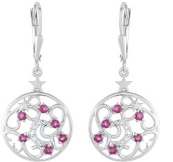  Ezüst Fülbevaló Thai Rubinnal és Fehér Topázzal, PCY10969