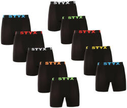 Styx 10PACK férfi boxeralsó Styx hosszú sportos gumipánt fekete (10UN9601) L
