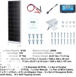 Napelem készlet, nagy hatékonyságú PV modul, vízálló kivitel, 200 W