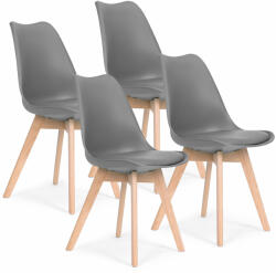 4 db nappali étkezőszékből álló szett eco-bőr ModernHome párnával (KOMPLET PC-003 DGREY)