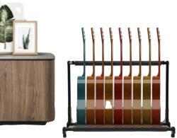  Összecsukható gitárállvány, vas anyag, méretek 110x47x73 cm, összecsukható, hordozható kivitel, súly 3, 2 kg, 9 gitár befogadására alkalmas