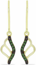  Aranyozott Ezüst Fülbevaló Zöld Gyémántokkal - Pillangó Design