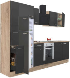 Leziter Yorki Konyhabútor - Sonoma Tölgy/Antracit - 310 cm (L310STAN-SUT-FF)