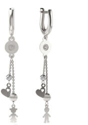  Ezüst Gyerek Fülbevaló - Szív és Gyermek Medállal - 29-es Modell