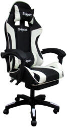 R-Sport Gamer Szék - Masszázs, Lábtartó - Fekete-Fehér