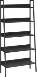 VASAGLE Létras típusú könyvespolc, acél keret 5 polccal, ipari stílusú, 80x30x170 cm, fekete