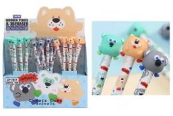 QX Gömbállatkás grafit ceruza radírral - többféle