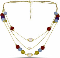  Arannyal Bevont Ezüst Nyaklánc Bíbor Jádéval és Ural Citrinnel, Y59674