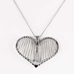  Ezüst Szív Medál Nyaklánc - Ródium Bevonat - 45x35 mm