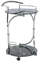 Tempo Zsúrasztal, fekete üveg + fém (króm), VESNA