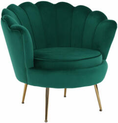 TEMPO KONDELA Fotel Art-deco stílusban, smaragd Velvet anyag/gold króm-arany, NOBLIN - pepita