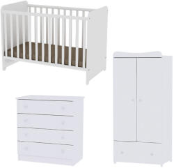 Lorelli Sweet Dream kiságy 60x120 + Komód + Exclusive szekrény - White
