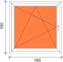  120x120 Bukó-nyíló műanyag ablak 3 rétegű üveggel
