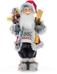 MagicHome MagicHome karácsonyi dekoráció, Mikulás sítalppal és fával, 60 cm