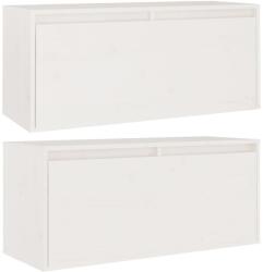 2 db fehér tömör fenyőfa faliszekrény 80 x 30 x 35 cm