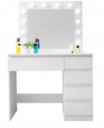 Aga fésülködőasztal, tükörrel, LED világítással, matt fehér (MRDT06-MW)