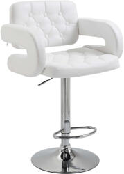 Homcom Bárszék, karfákkal, állítható magasság, Eco Bőr/Fém, 64 x 50 x 94-114 cm, Fehér