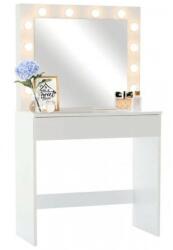 ProCart Fésülködőasztal LED-es tükörrel, 80x40x140 cm, Fehér (ALBC-PHO9452FRS)