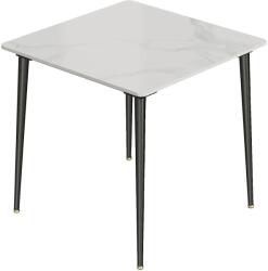  Étkezőasztal, négyzet alakú kialakítás, márvány teteje, fém lábak, Fényes fehér
