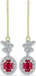  Aranyozott Ezüst Fülbevaló Madagaszkári Rubinnal és Fehér Topázzal - pepita - 40 730 Ft