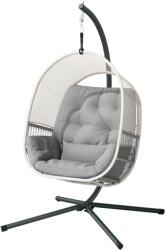 Yatdim GmbH Outsunny függőszék vázzal, tojás alakú függőhinta puha, mély párnával, ülőpárnák, függőágy kültéri használatra Hintaszék kültéri, terasz, kert, világosszürke (DY-P339844)