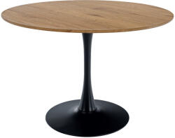 TEMPO KONDELA Étkezőasztal, kerek, tölgy/fekete, átmérő 110 cm, REVENTON NEW - pepita