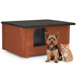 Dechland hőszigetelt Kutya-, Macskaház felnyitható lapostetővel M - barna (BP-01-M-KA)
