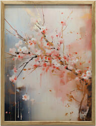  KERET FALI PLAKÁT VIRÁGOK CSERESZNYÉS RÓZSASZÍN ÉS ARANY 50x70 CM